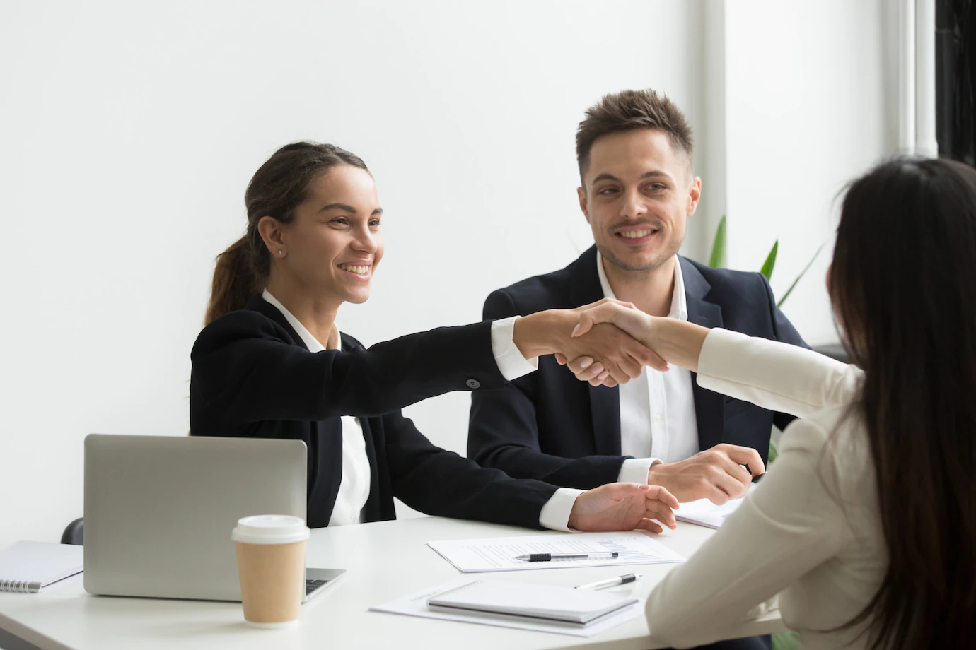 hand shaking in the office