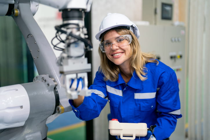 Técnica de mantenimiento reparando maquinaria