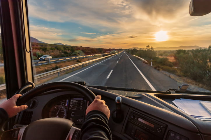 conductor de camión en la carretera